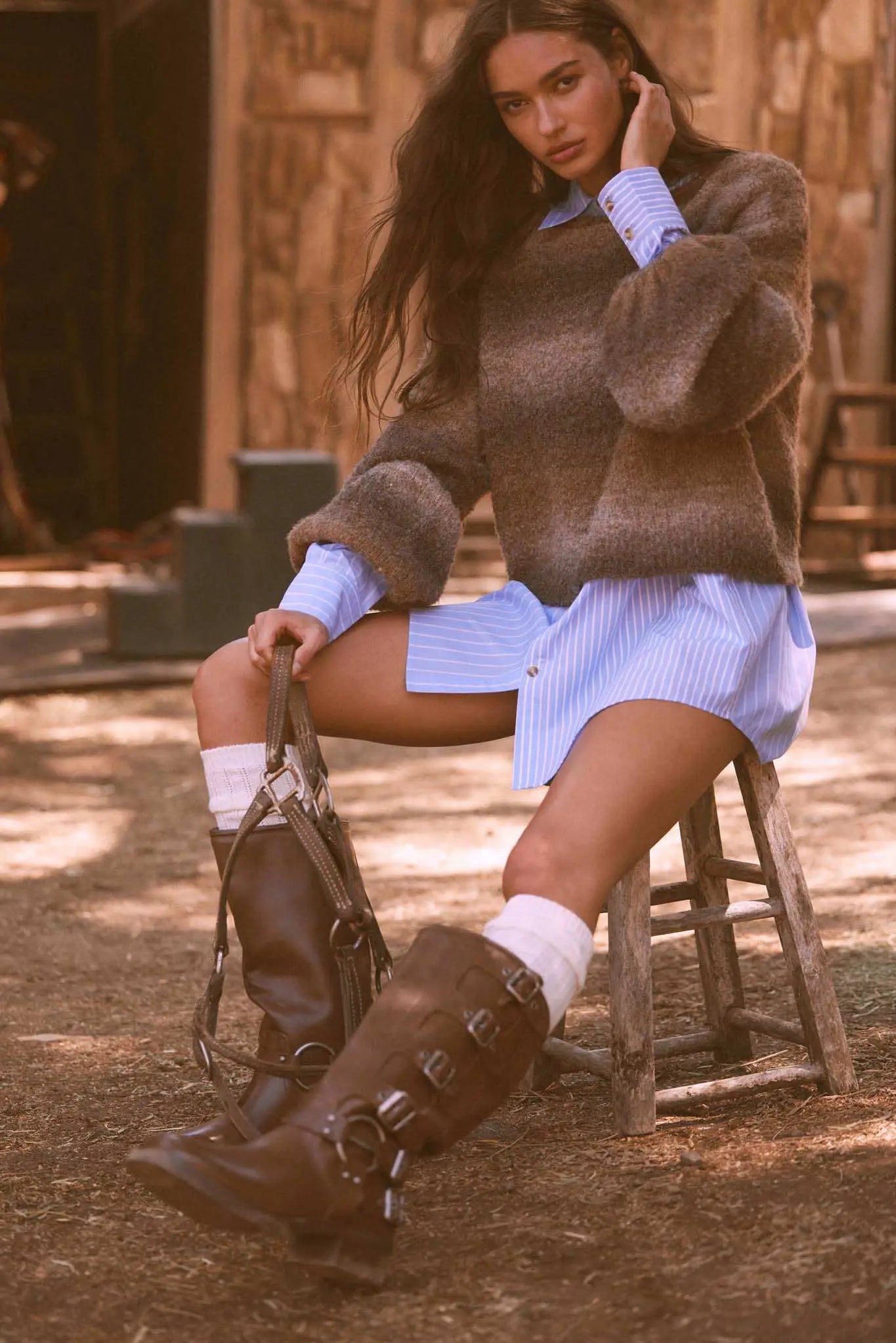 All for Hue Ombre Knit Bubble-Sleeve Sweater