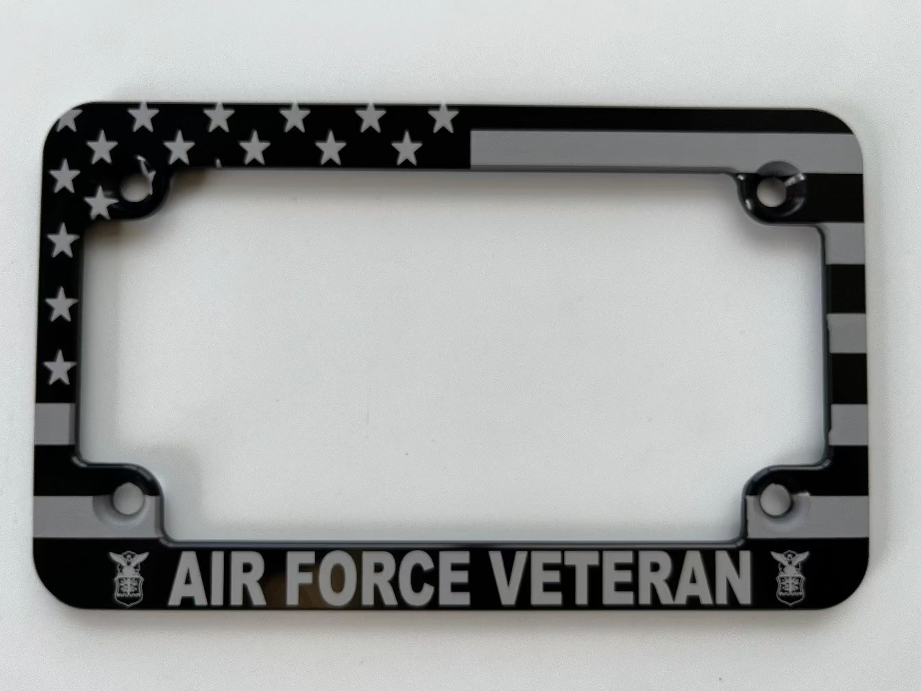 Air Force Veteran American Flag Slim Billet Aluminum Motorcycle License Plate Frame