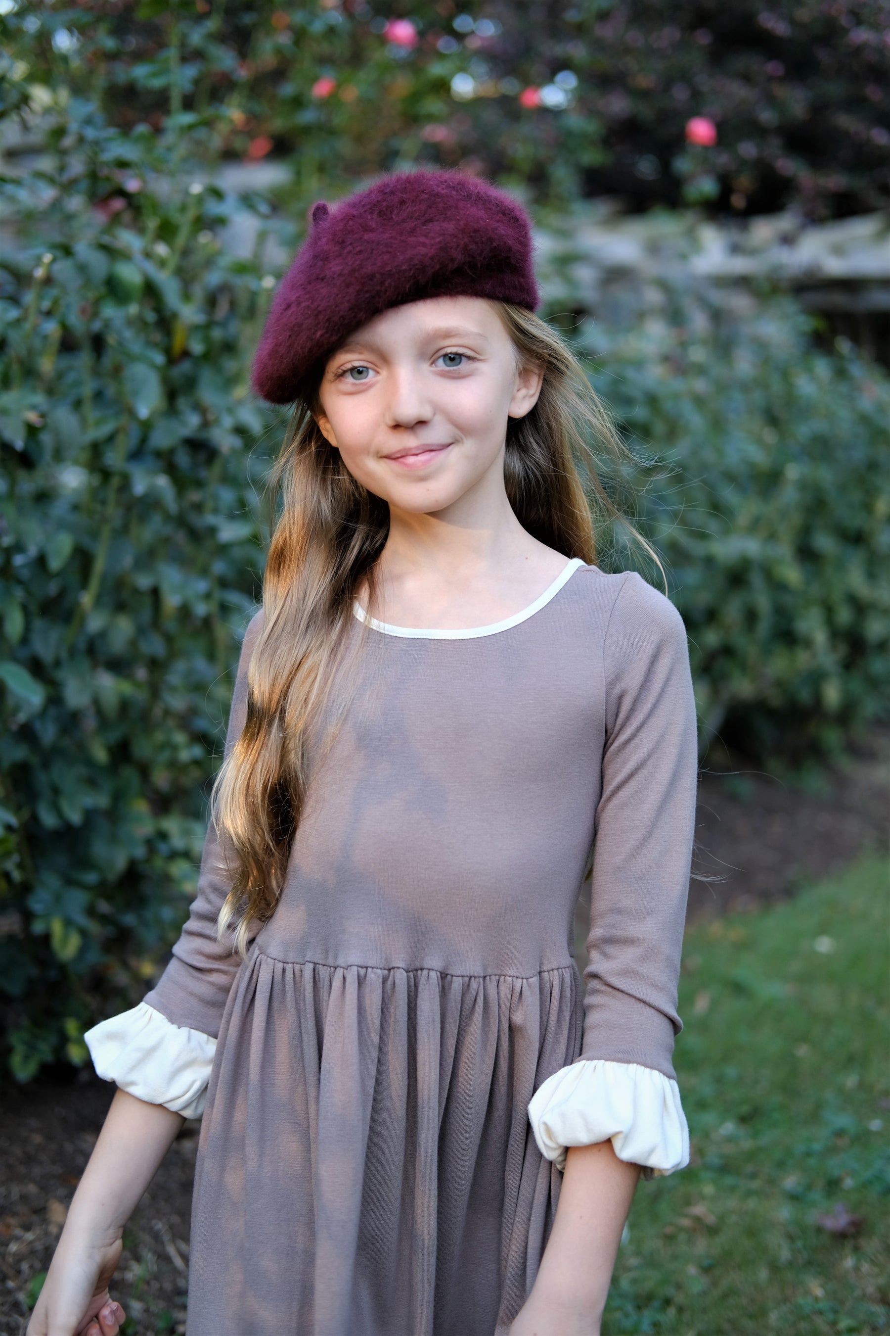 CLEARANCE! SIZE 7Y Chloe Bubble Sleeve Dress in Mushroom