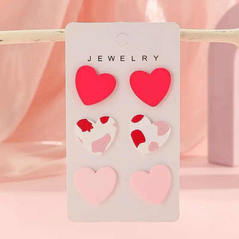All The Pinks Valentines Day Triple Earring Sets