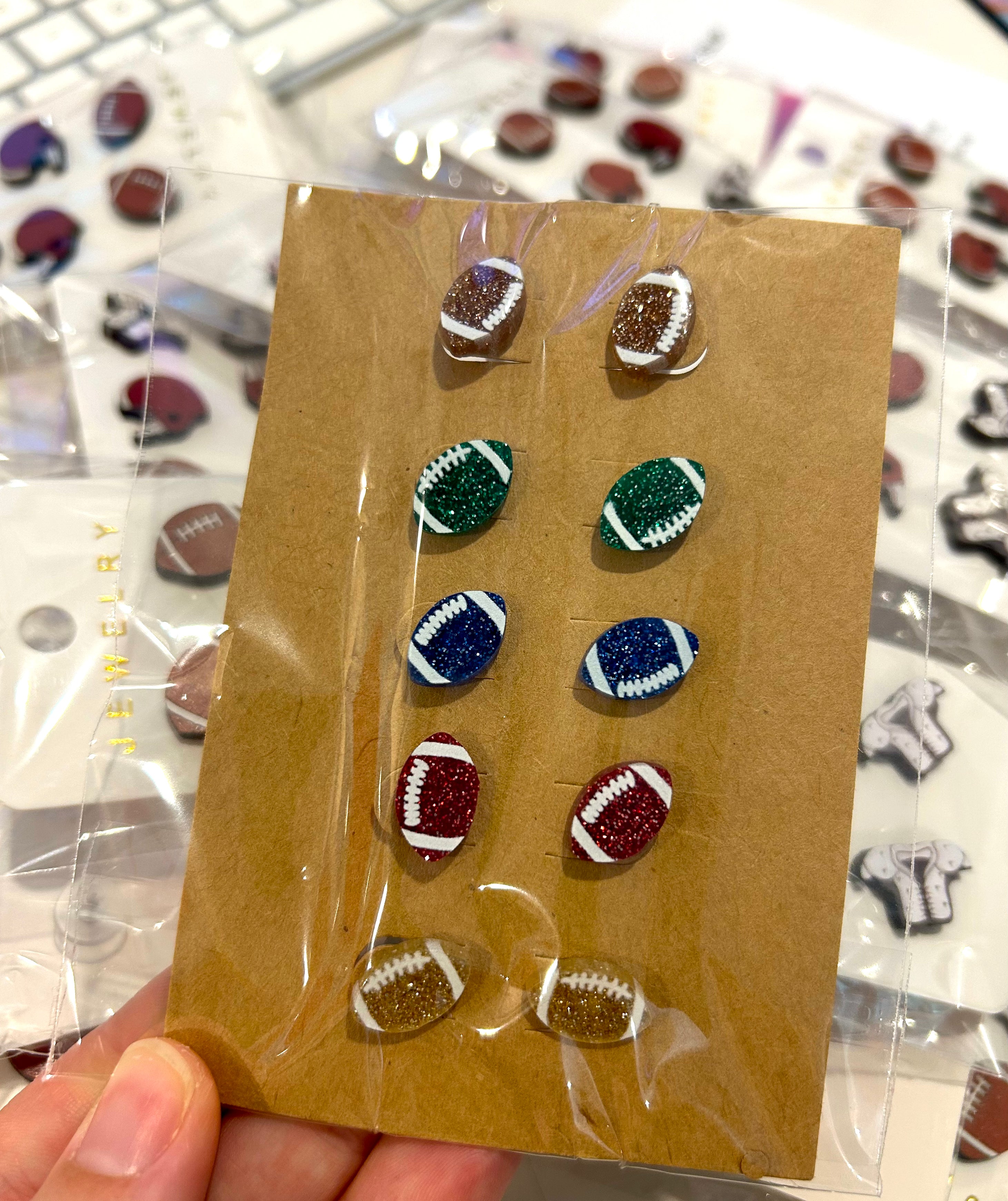 5 Pack Football Acrylic Earrings