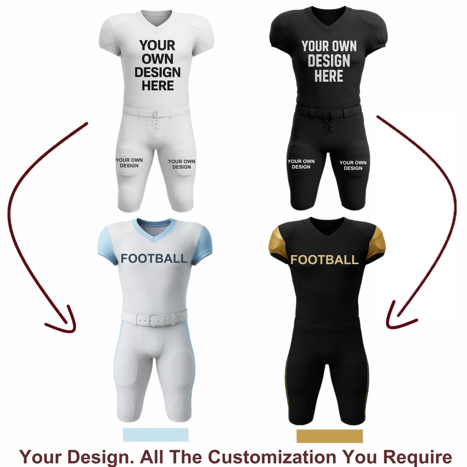 2 Custom football  Jersey & 2 Pair Of Pants